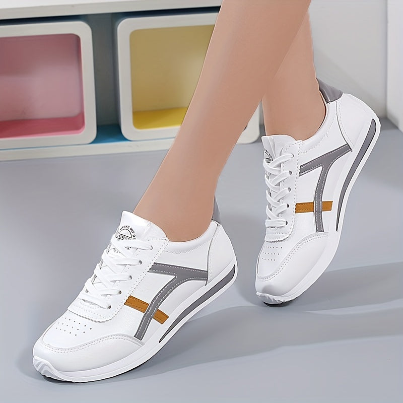 Women's Mesh Colorblock Sneakers, Lace Up, Wear-Resistant Non-slip Workout Shoes