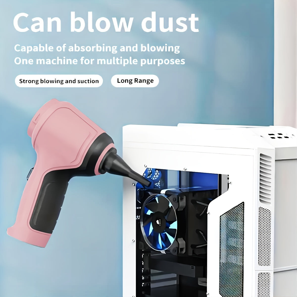 Ko'p funksiyali qo'l vakuum tozalagichi, chang, axlat va uy hayvonlari sochlarini yutish va puflash imkoniyatiga ega, uyda yoki avtomobilda foydalanish uchun mos, turli vazifalar uchun bir nechta aksessuarlar bilan.