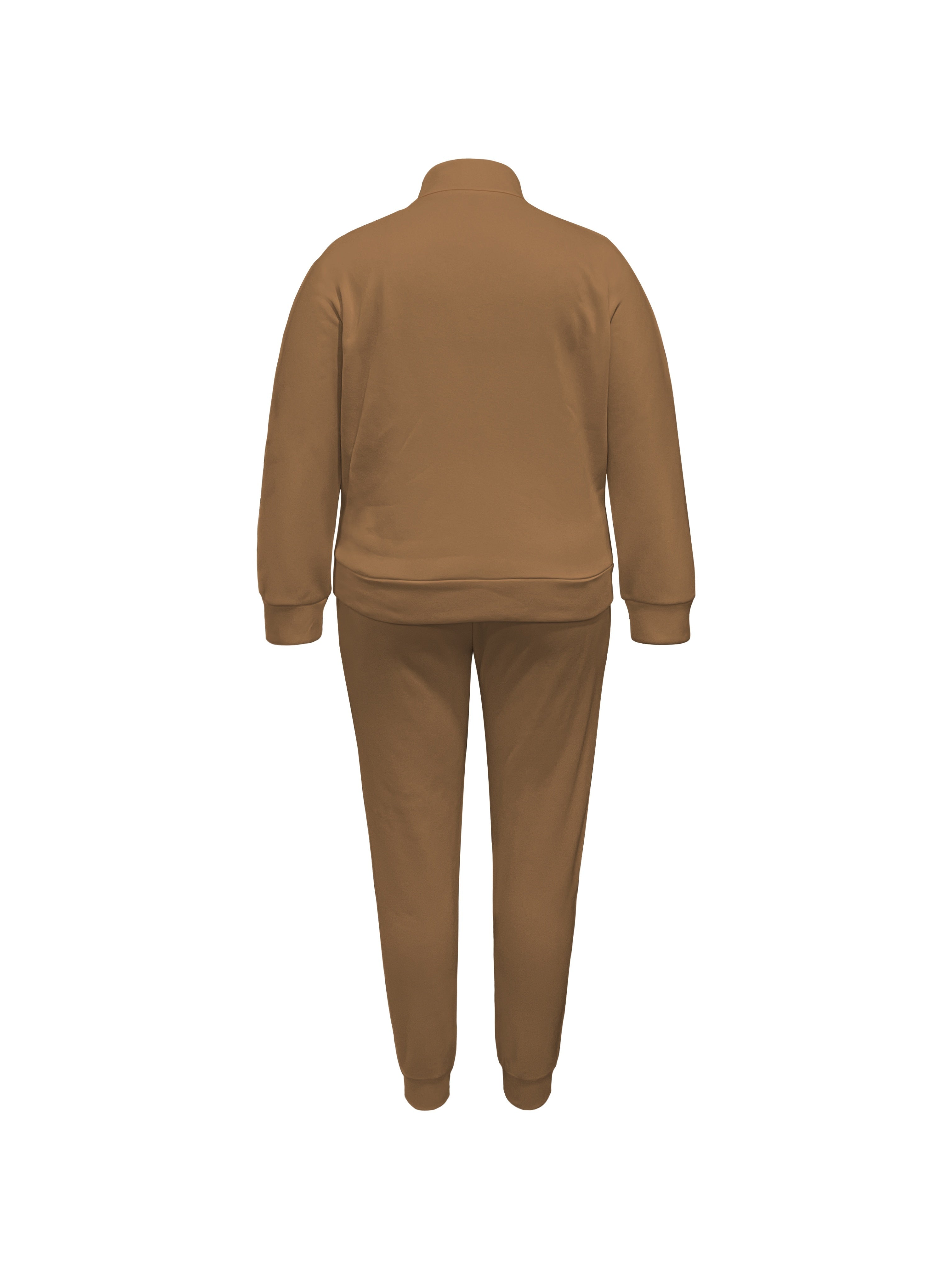 Ayollar uchun plussiz o'lchamdagi tasodifiy 2 qismli to'plam, uzun yengli palto va sport shimlari bilan