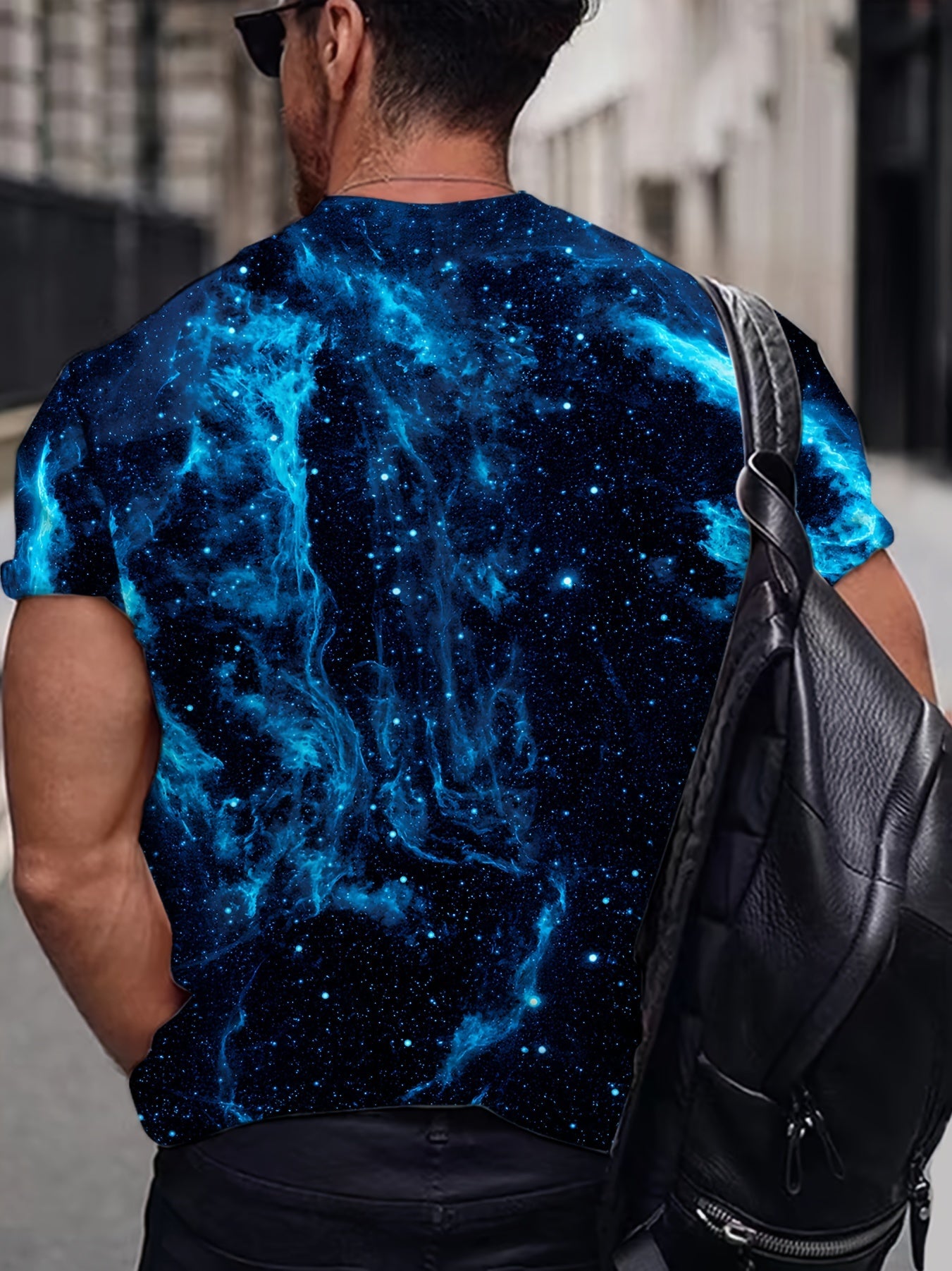 Мужская футболка с 3D-графикой галактики, короткий рукав, геометрическая вязка, большой размер