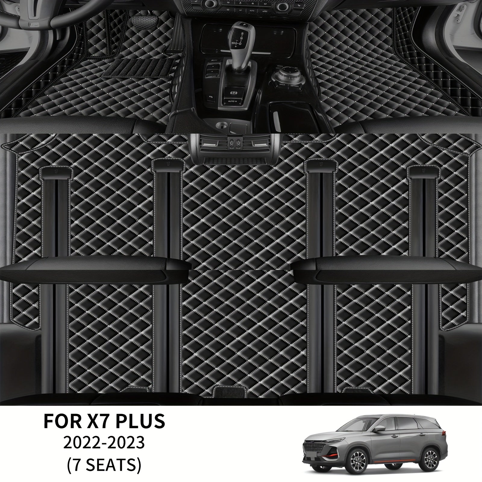 Car Floor Mats Leather Seven-Piece Set All-Weather Durable Easy to Clean