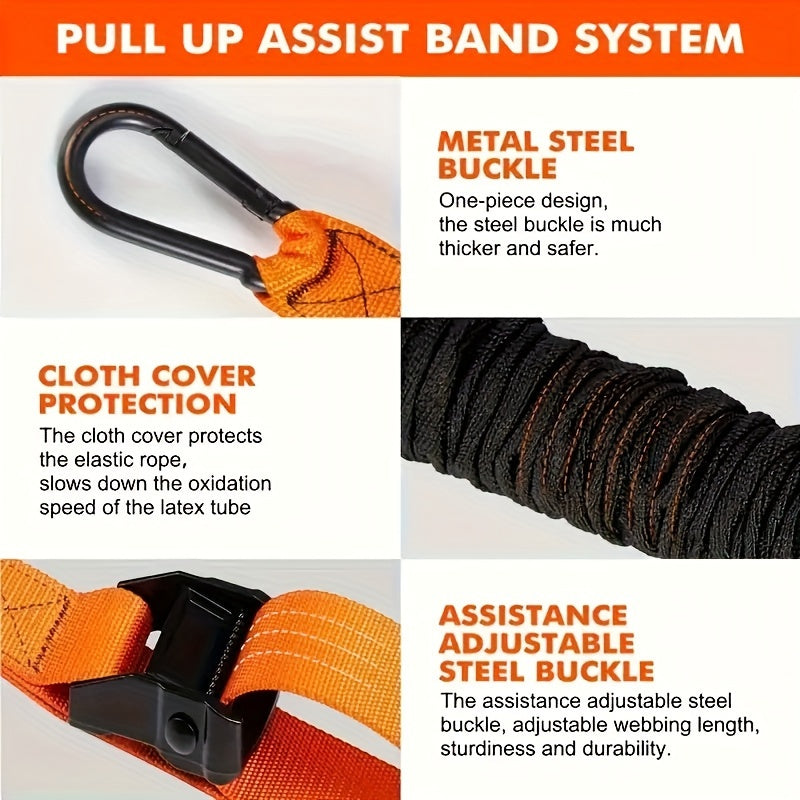 Set of 5 Heavy-Duty Latex Pull-Up Assist Bands with Adjustable Resistance and Knee Support