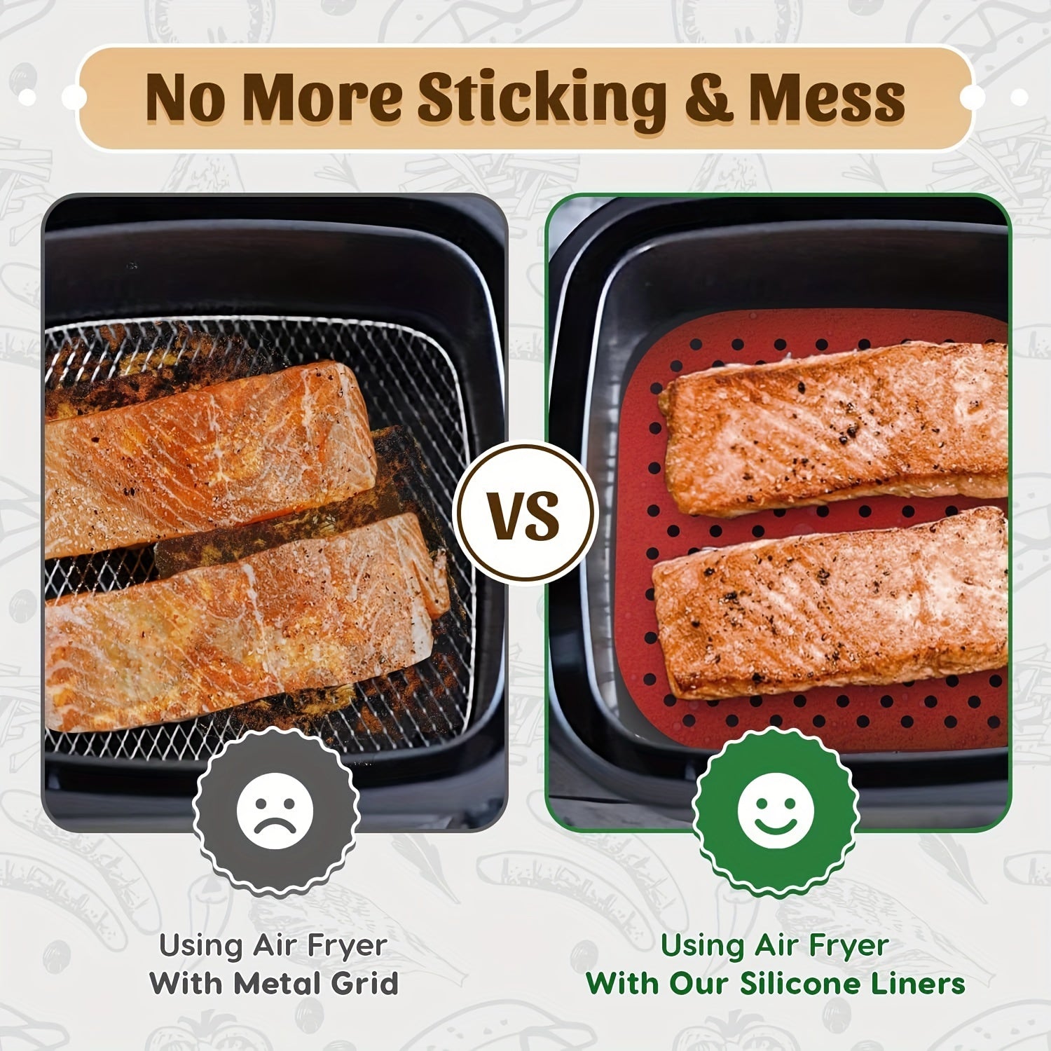 3pcs Reusable Silicone Air Fryer Liners Non-Stick Easy Clean Mats Heat Resistant up to 240°C Fits Most Air Fryers Perfect for Healthy Cooking