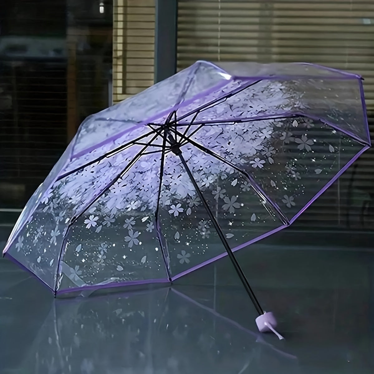 Paraguas de cerezo en flor impermeable, a prueba de viento, compacto, para viajes, escuela y oficina, con 8 varillas