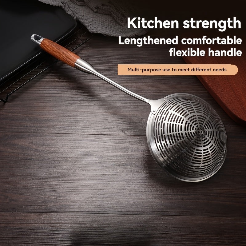 Stainless Steel Fry Skimmer Strainer with Wooden Handle, Dishwasher Safe, 14.1cm-18.29cm