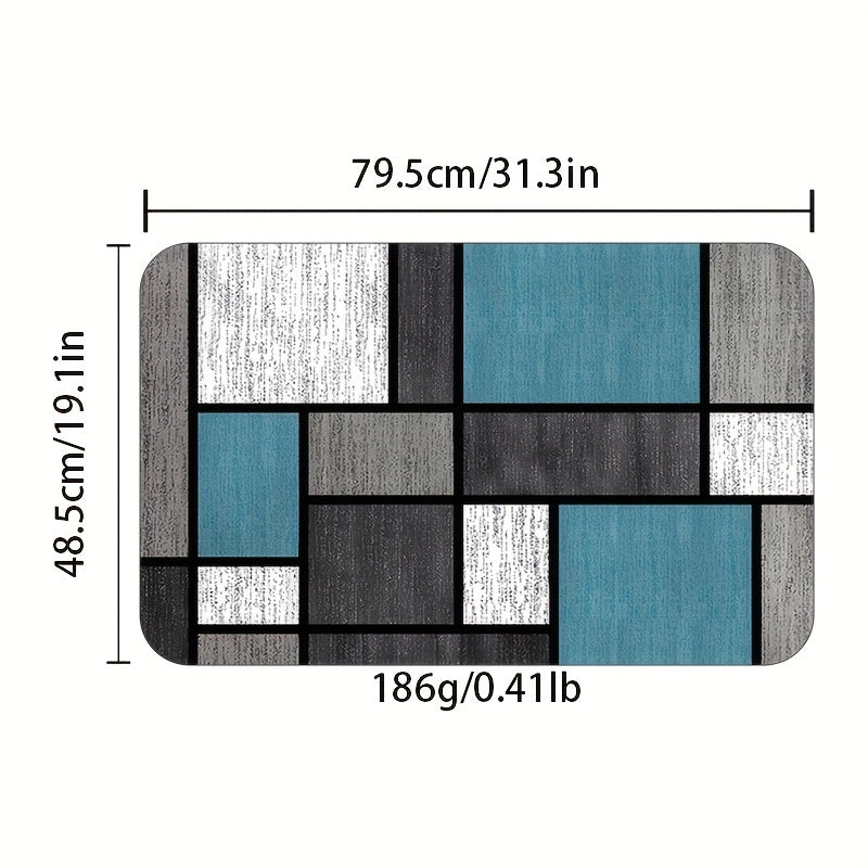 Geometric Pattern Kitchen Rug Non-Slip Waterproof Absorbent Stain-Resistant Mat