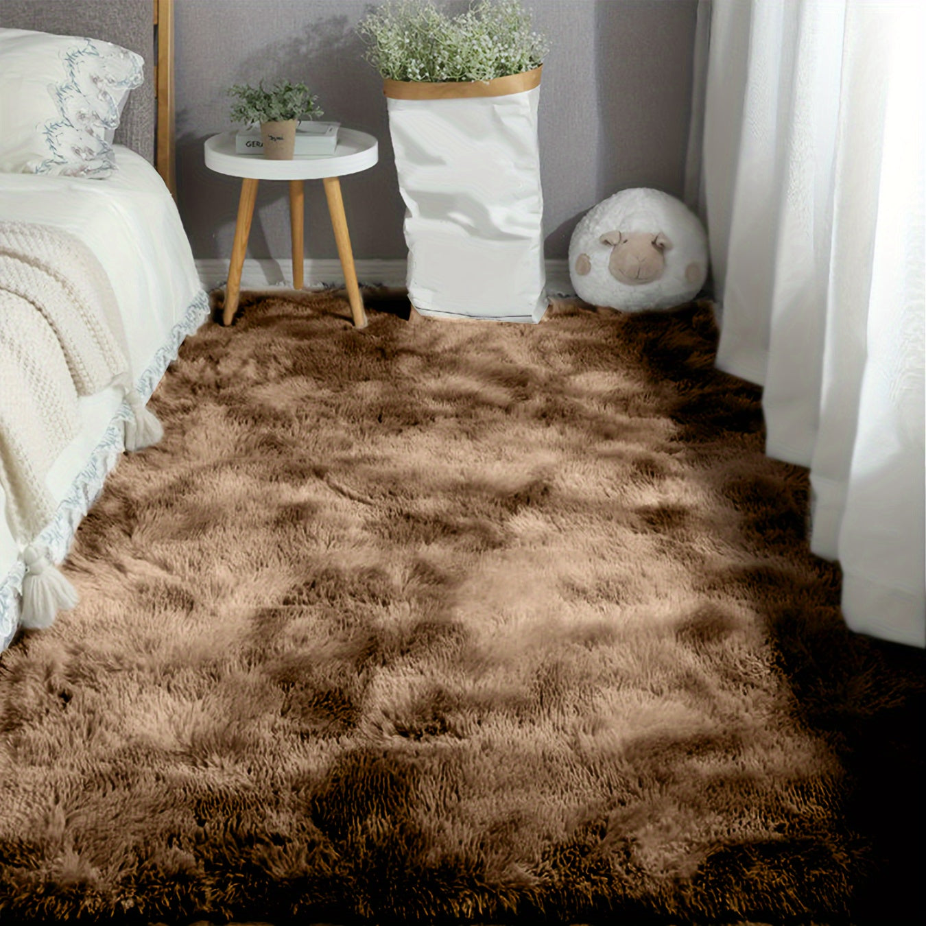 Soft Fluffy Shag Area Rug for Living Room and Bedroom Non-Slip Machine Washable