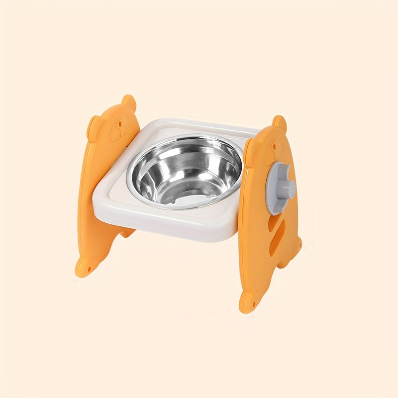 Stainless Steel Cat Feeding Station with Adjustable Tilted Bowls and Water Dish