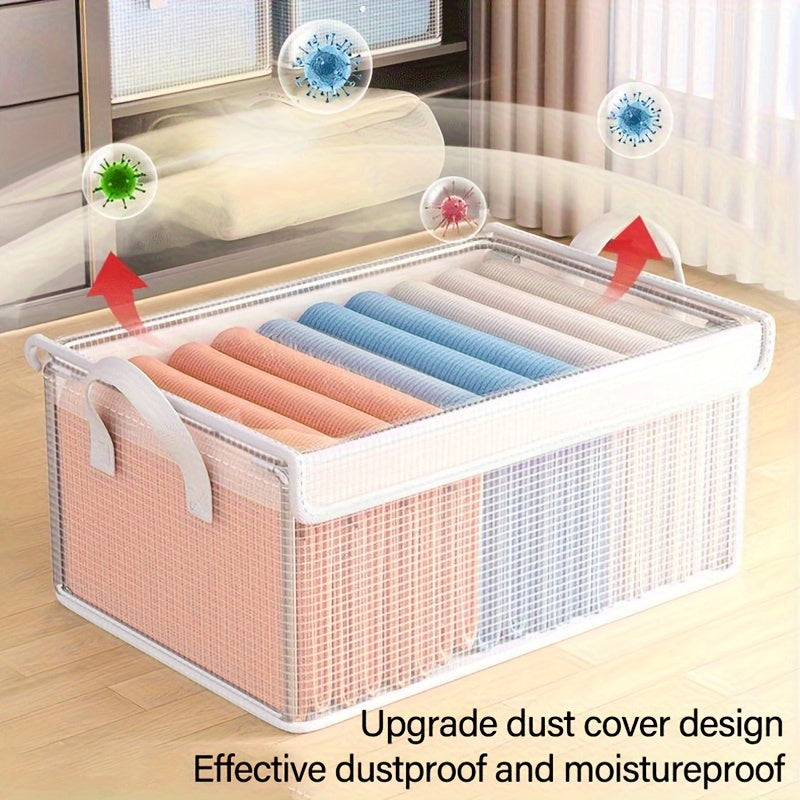 Large Foldable PVC Storage Box with Lid Dustproof Organizer for Clothes and Trousers