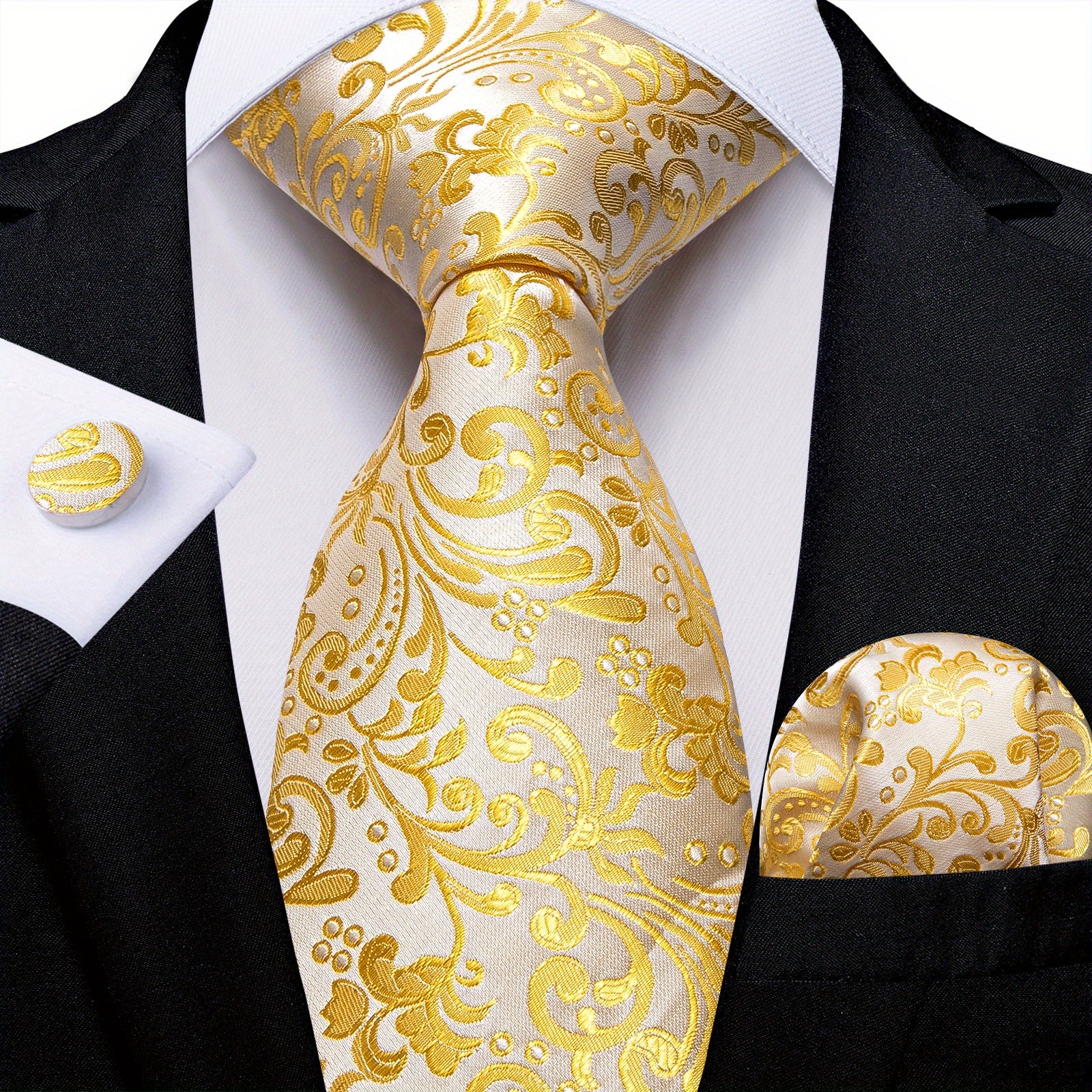 Men's Necktie Set with Cufflinks for Wedding Formal Wear Stylish Accessories