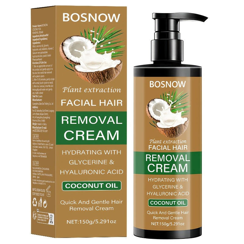 Crema depilatoria unisex de aceite de coco 150g sin dolor, rápida y suave