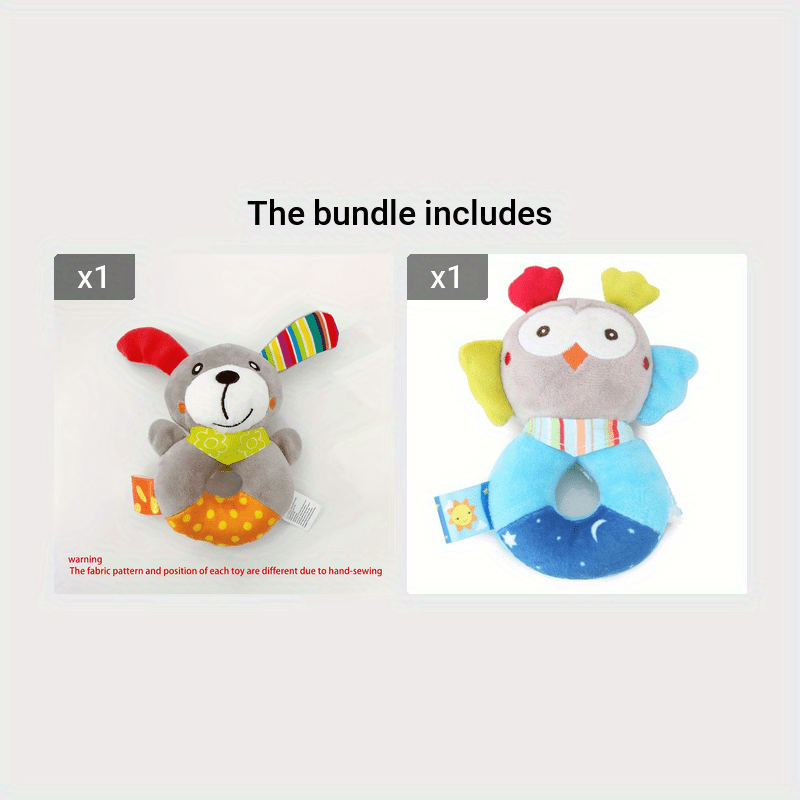 Juguete de peluche con sonajero para bebé con diseño de animal de dibujos animados para infantes y niños pequeños