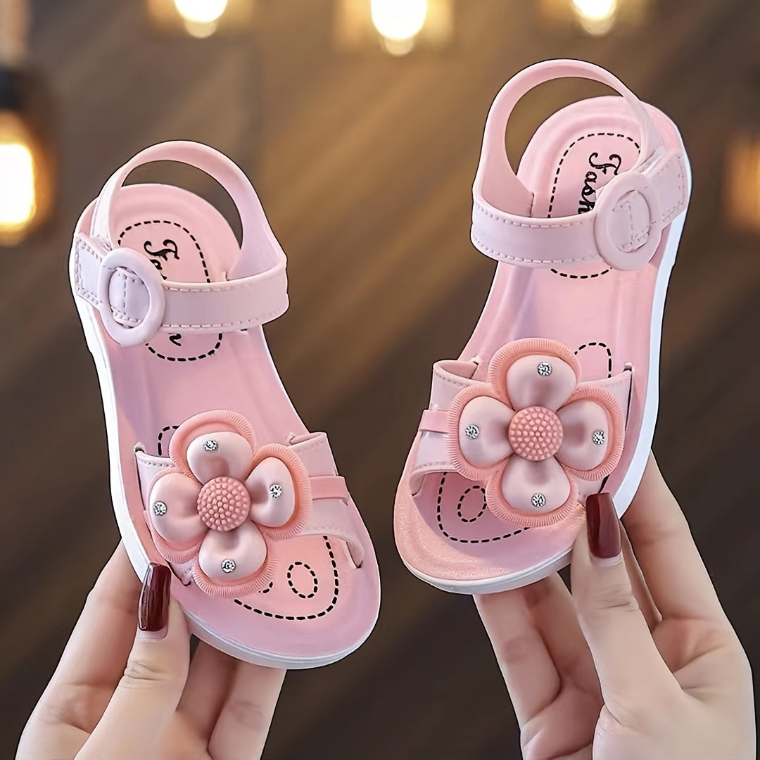 Girls' Floral Sandals for Kids 1-5 Years Non-Slip Soft Sole Summer Beach Shoes
