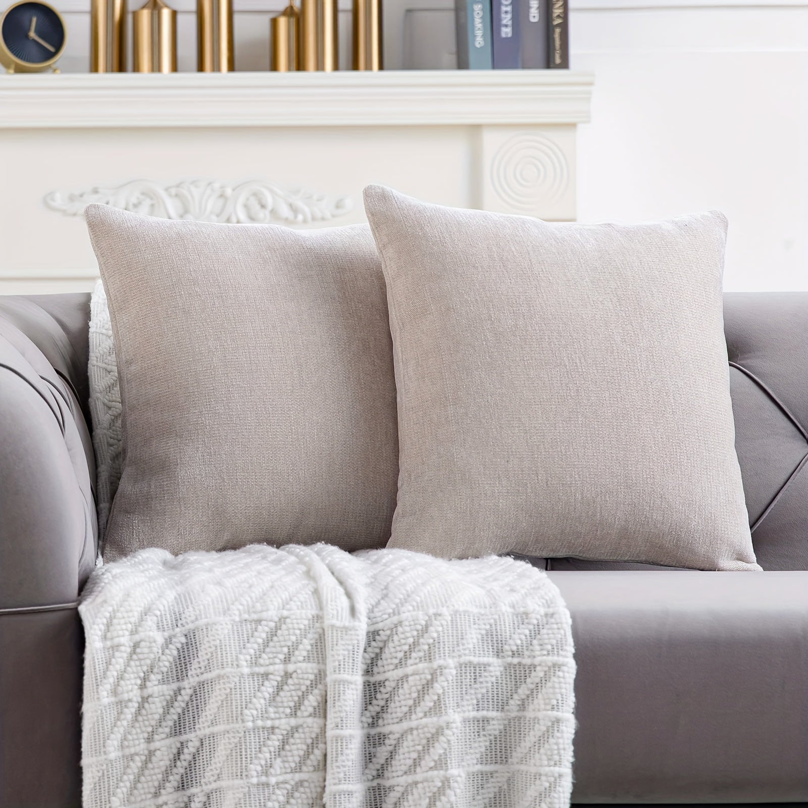 2 деревенских чехла для подушек из шенилла для декора домашнего дивана - мягкие и уютные квадратные чехлы для подушек.