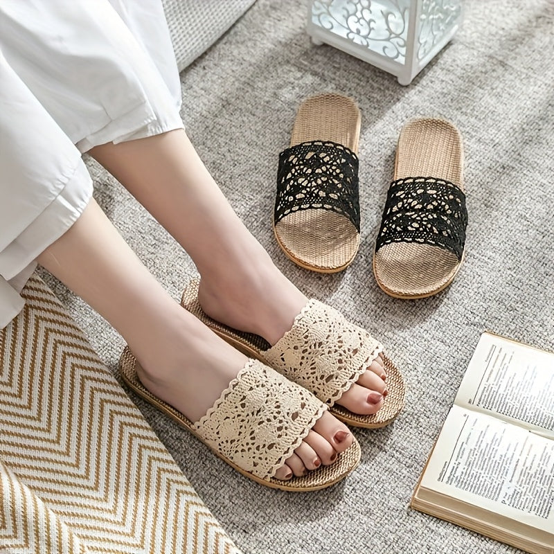 Ayollar uchun tilla bilan bezatilgan nafas oladigan, sirpanishga qarshi, ochiq barmoqli ichki poyabzal, oq, bej va qora