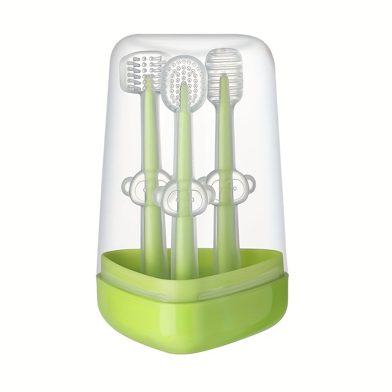 Baby Silicone Toothbrush and Tongue Cleaner with Storage Box
