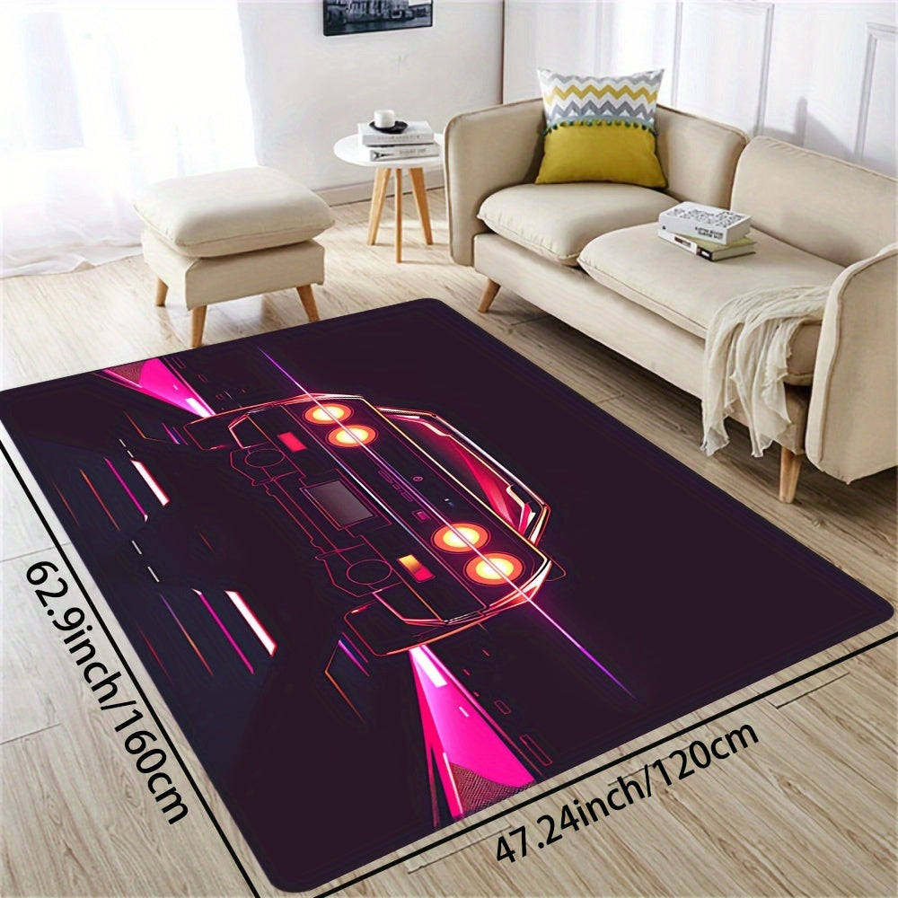 Stylish Sports Car Doormat 8mm Soft Polyester Indoor Rug Non-Slip Entryway