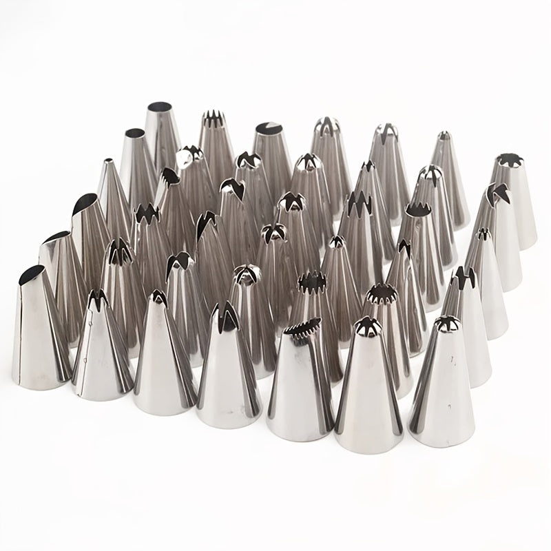 48-Piece Stainless Steel Icing Piping Tips Set for Cake Decorating Baking Supplies