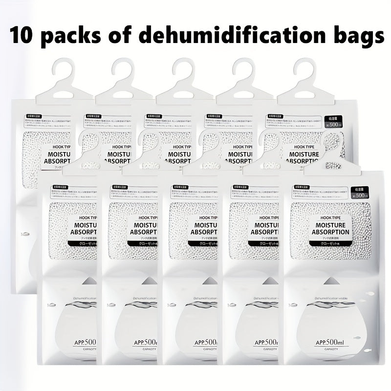 10 Reusable Moisture Absorbing Dehumidifier Bags 16.91oz for Cabinets Wardrobes