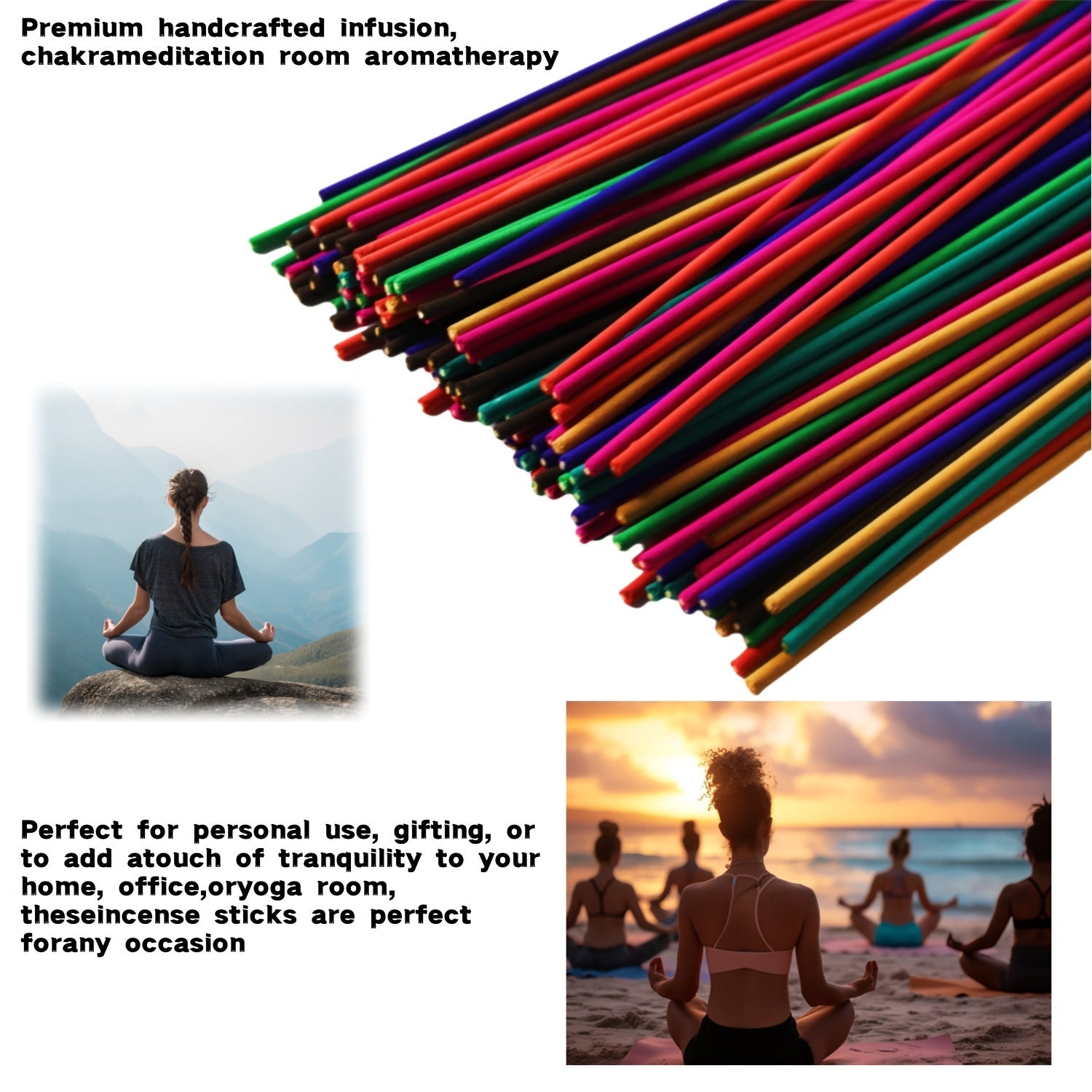 Paquete de varillas de incienso aromático mixto para yoga, meditación y uso en exteriores 50/100/150 piezas