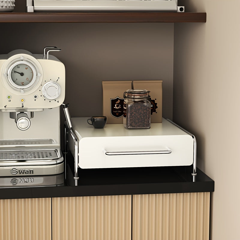 Стильный металлический держатель для кофейных капсул с ящиком — организуйте место на столешнице с помощью капсул, чайных пакетиков и аксессуаров — идеально подходит для придания очарования вашей кухне и столовой