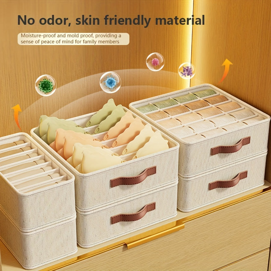 Organizador de almacenamiento para ropa interior, calcetines y pantalones con asa, ahorro de espacio en el armario