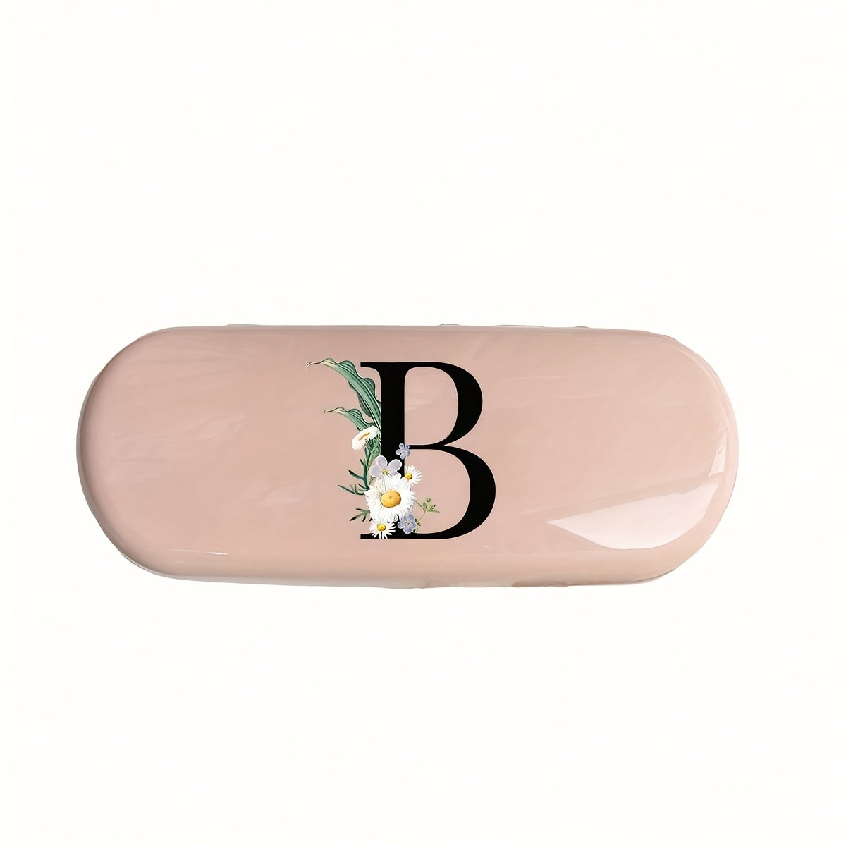 Pink Floral Monogram Glasses Case Waterproof Dustproof Compact Plastic Storage Box for Men and Women