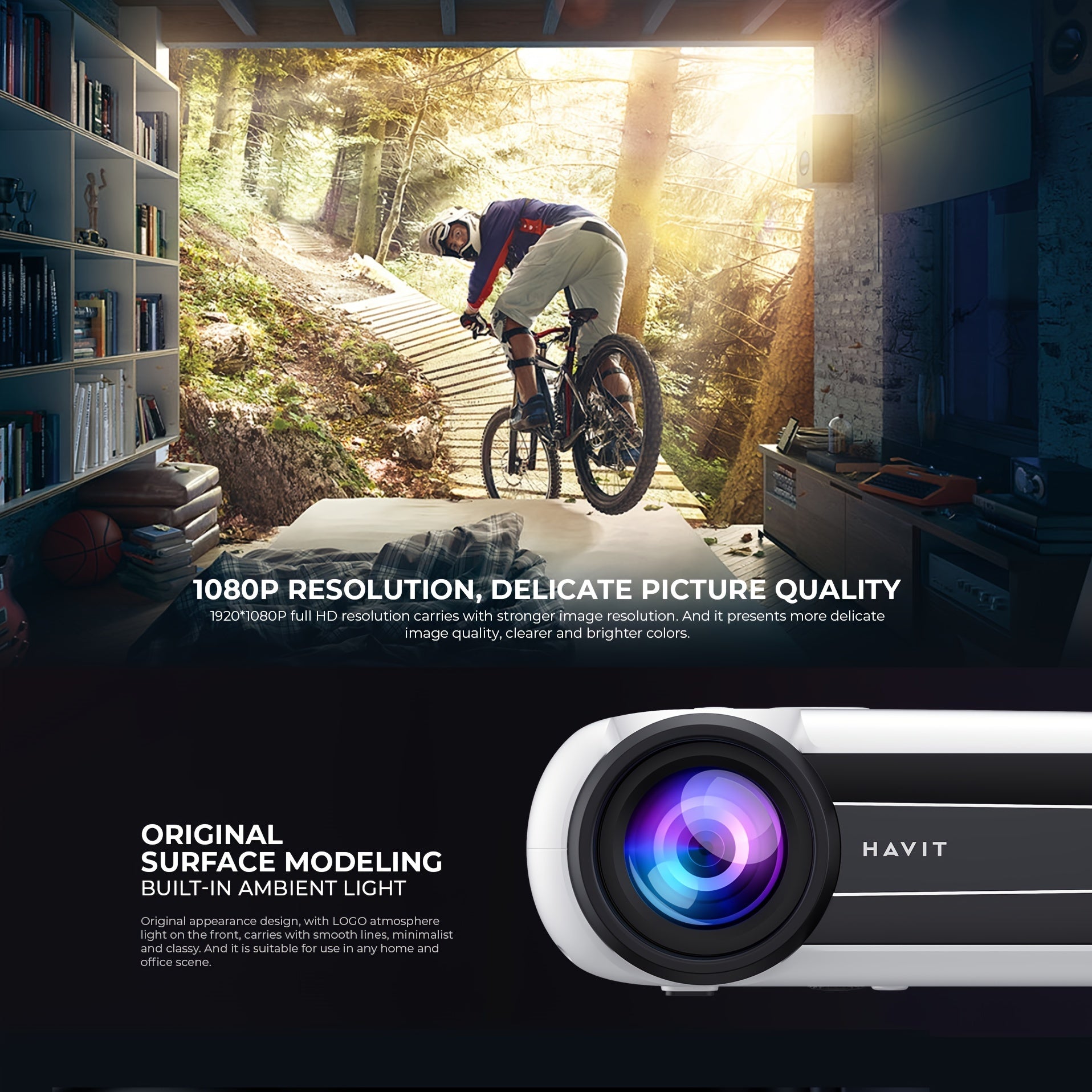 4K умный проектор 109-558 см яркий домашний кинотеатр с Wi-Fi и HDMI