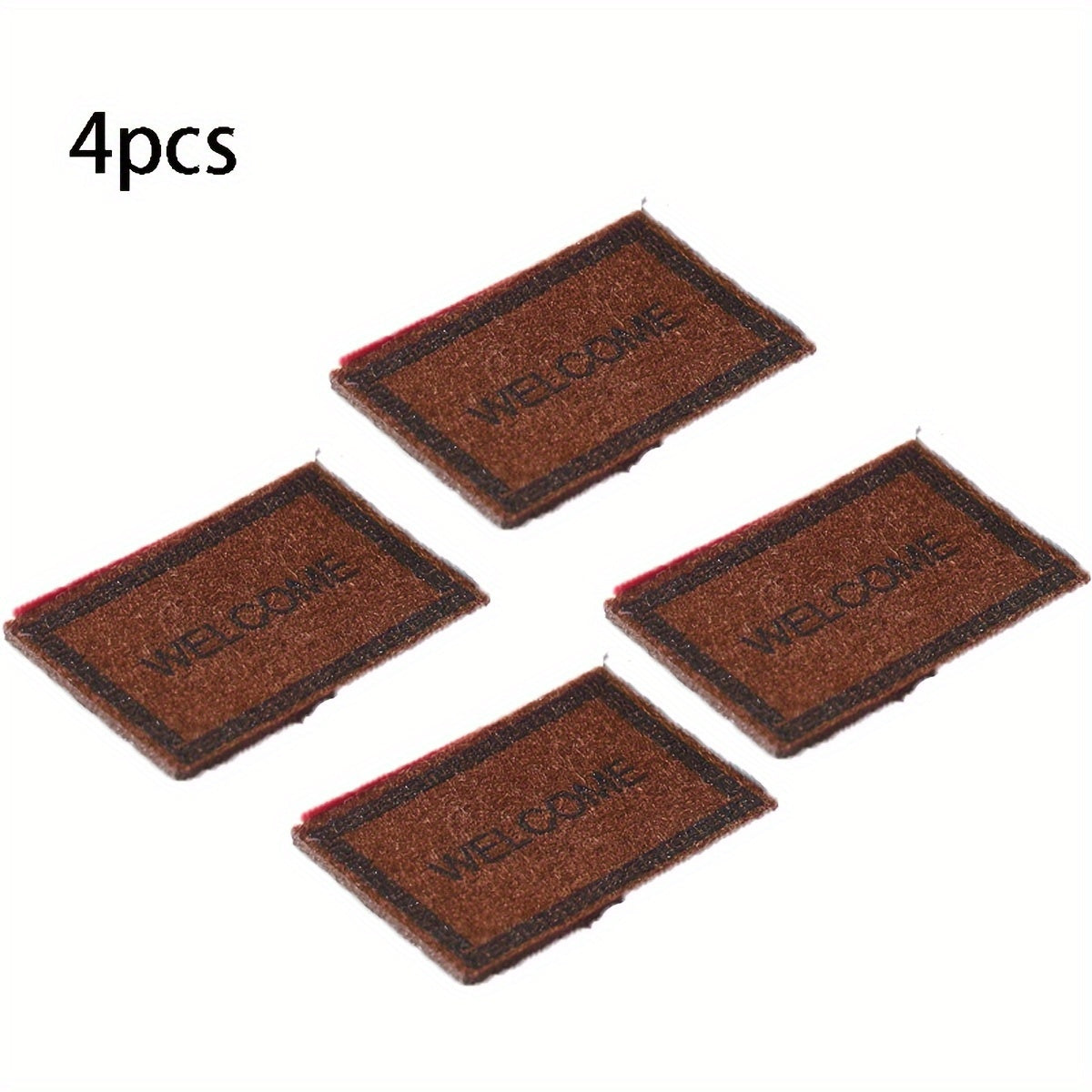 Set of 4 Mini Welcome Doormats for Dollhouse Decoration Micro Model Landscaping