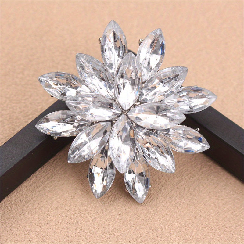 Rhinestone Flower Brooch for Dresses Bags Hats Elegant Jewelry Accessory