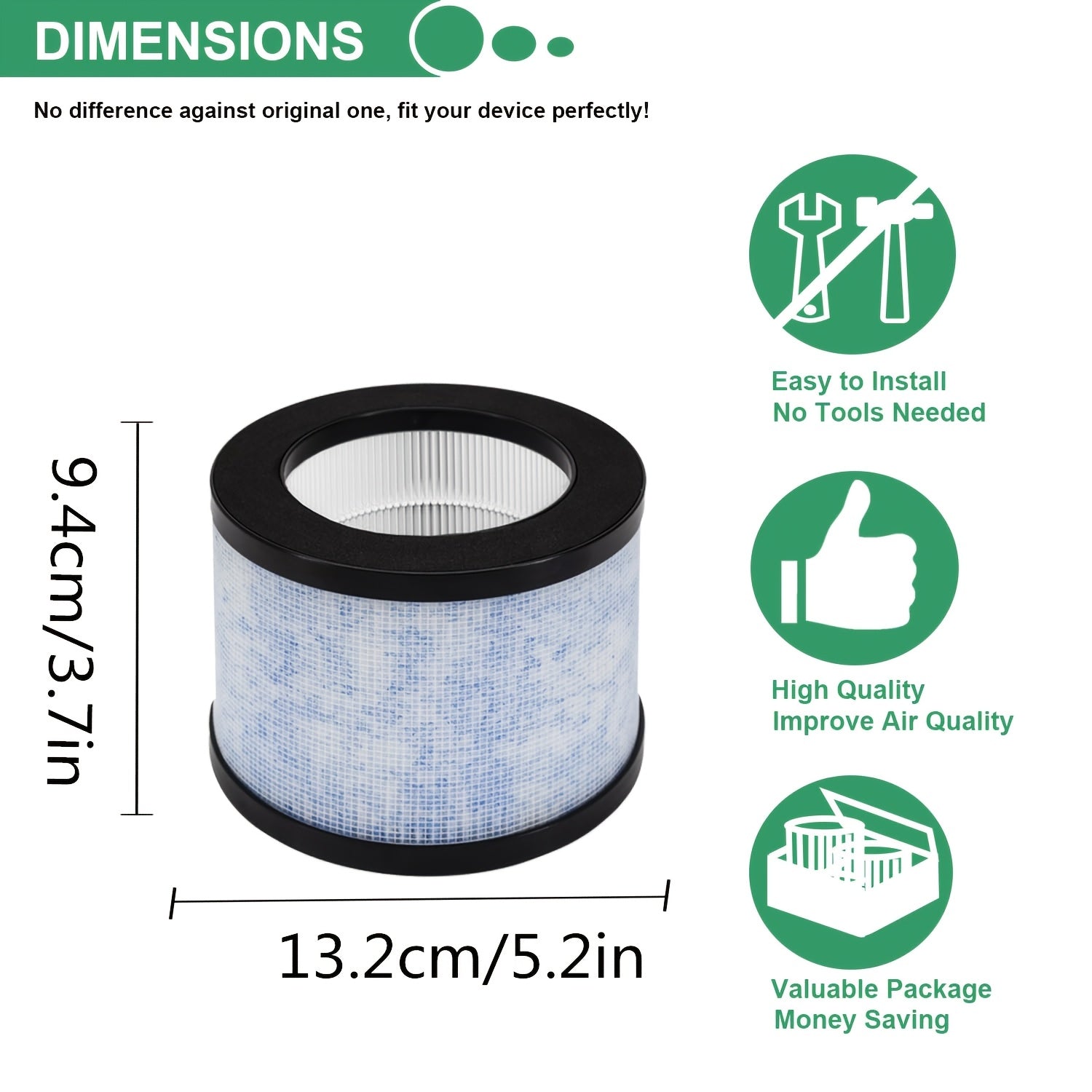 HEPA Replacement Filter for Air Purifiers High-Efficiency Particulate Air Filter