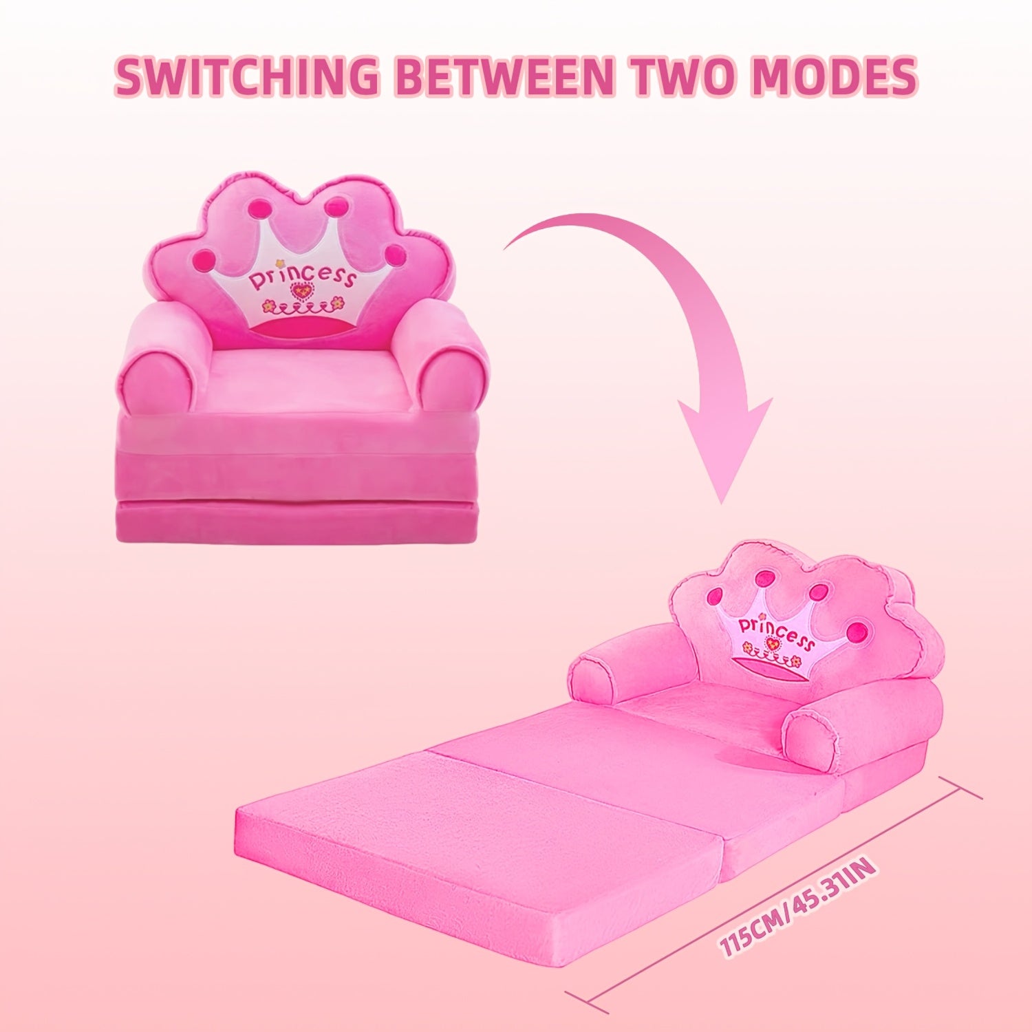 Foldable Princess Themed Sofa Bed Ergonomic Design No Electricity Mixed Color Storage Under 3.2 Cu Ft