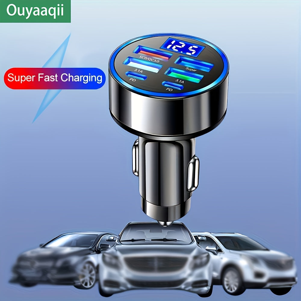 Car Phone Charger Fast Charging Multi-Function Adapter With Display