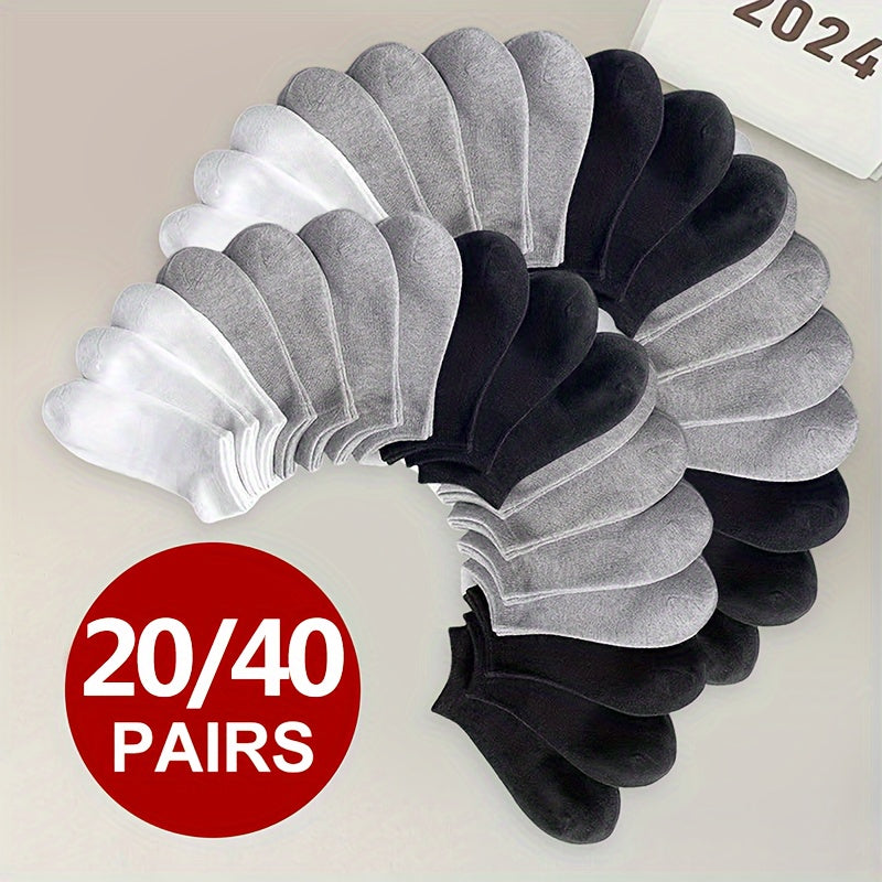 20 pares de calcetines cortos sólidos y ligeros para hombres y mujeres