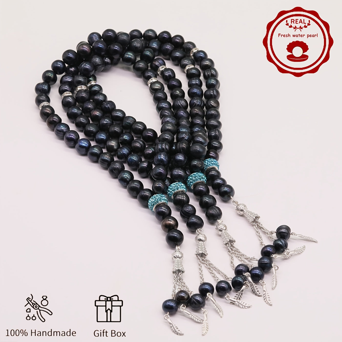 Zarif Qo'l Ishlangan Shirin Suv Marvarid Bilaguzuk - 33 Donadan, Onalar Kuni va Ongni Tinchlantirish Sovg'alari Uchun Ideal