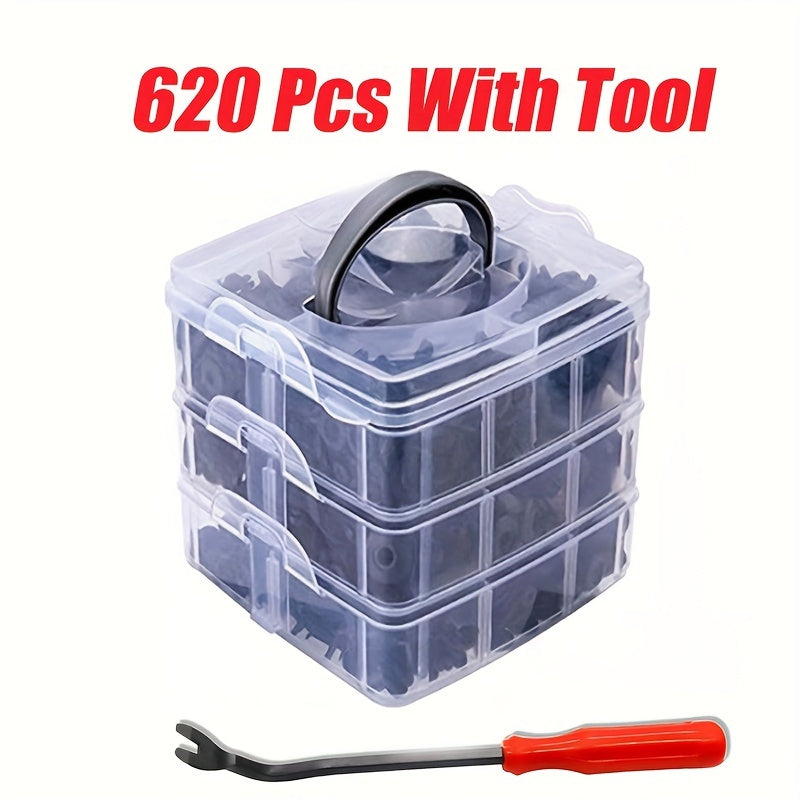 Avtomobilni bosish uchun tutqich kliplar to'plami, plastmassa eshik paneli bumper fastenerlari, 620 dona