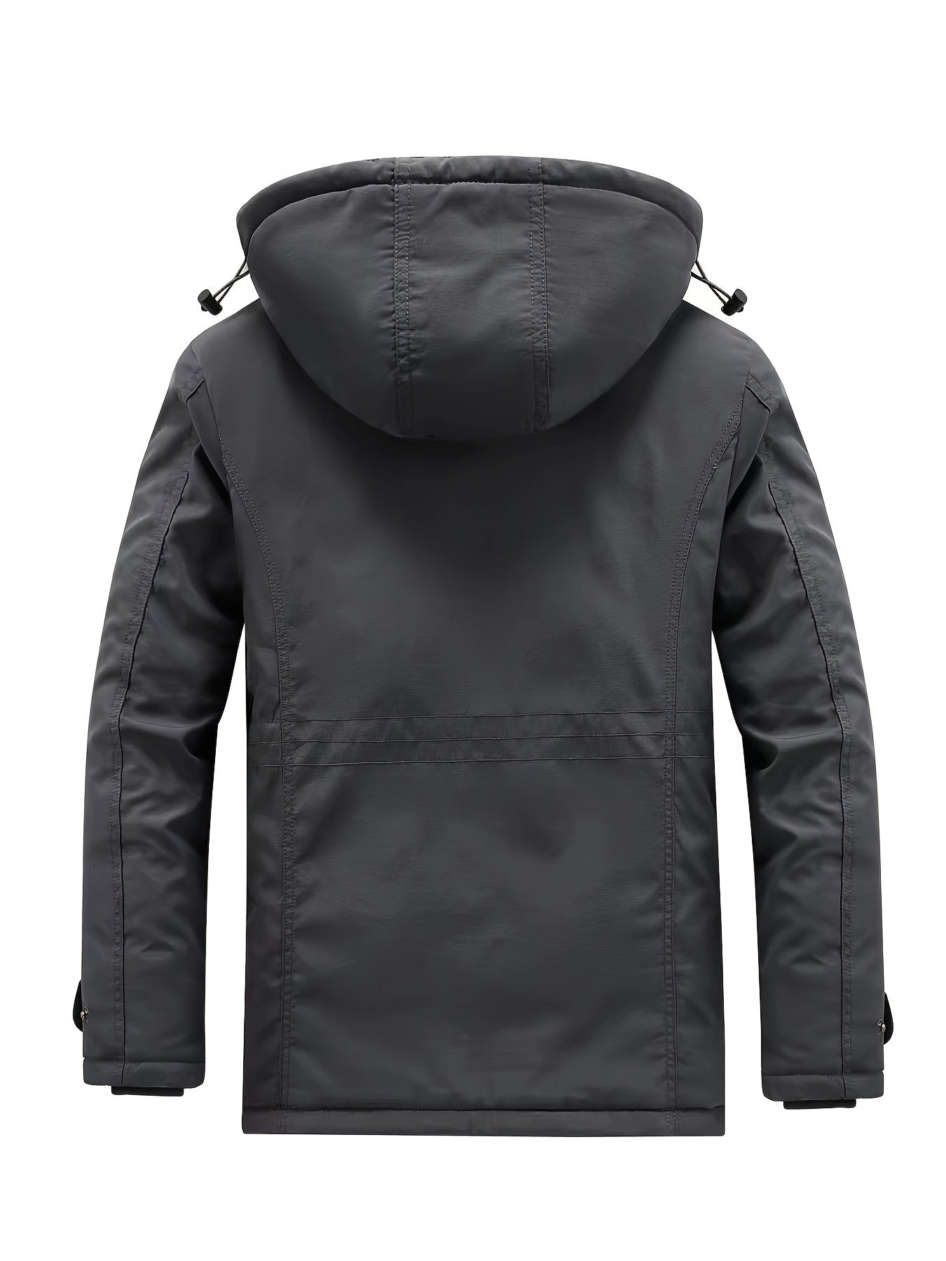 Мужское зимнее пальто с бархатной подкладкой, с капюшоном, с множеством карманов, повседневное, теплое, утолщенное из полиэстера