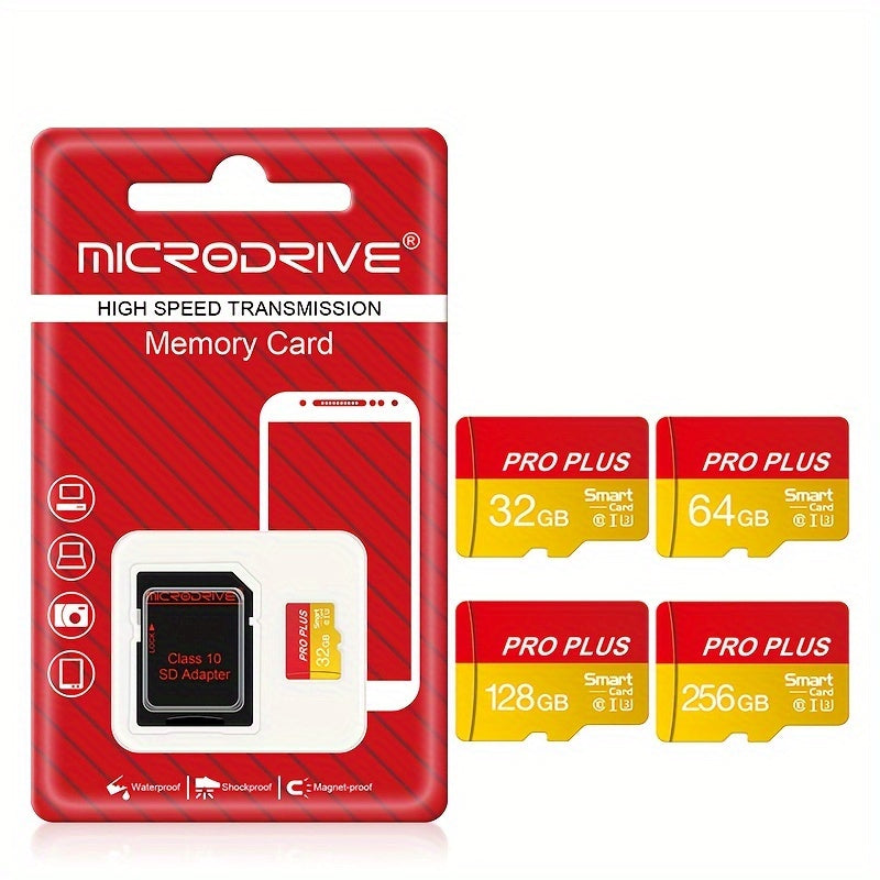 256GB карта MicroSD класса UHS-I 10 U3 для 4K HD с адаптером SD в желтом и красном
