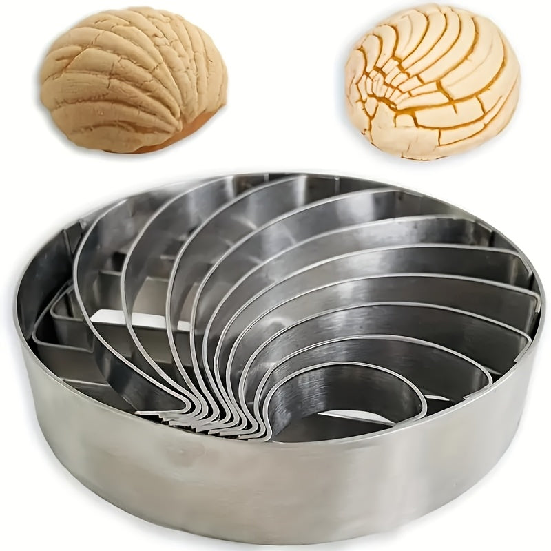 Uyda tayyorlangan non uchun shell naqshli dizayndagi zanglamaydali po'latdan yasalgan non bosish, batareyaga ehtiyoj yo'q.