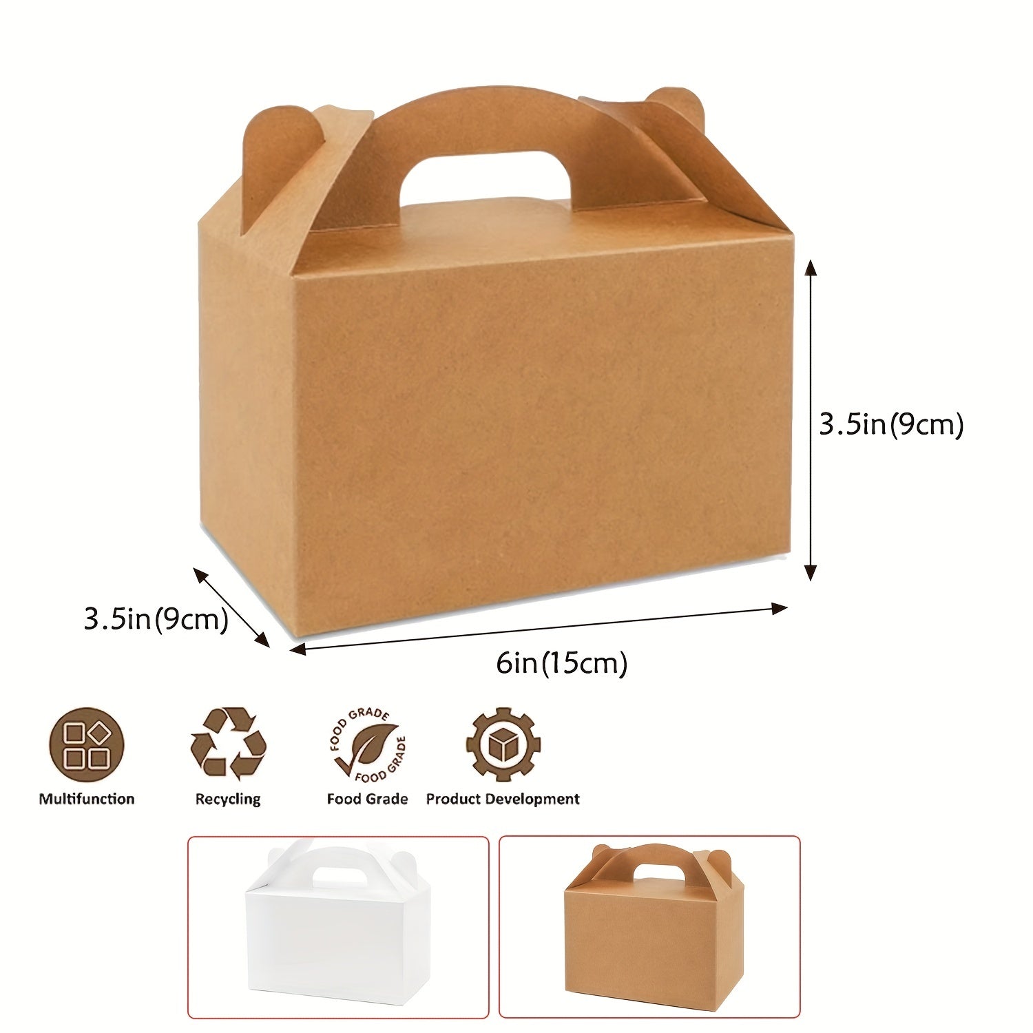 Set of 12 Kraft Paper Cake Boxes 15.24cmx8.89cm for Bakery Pastries and Party Favors