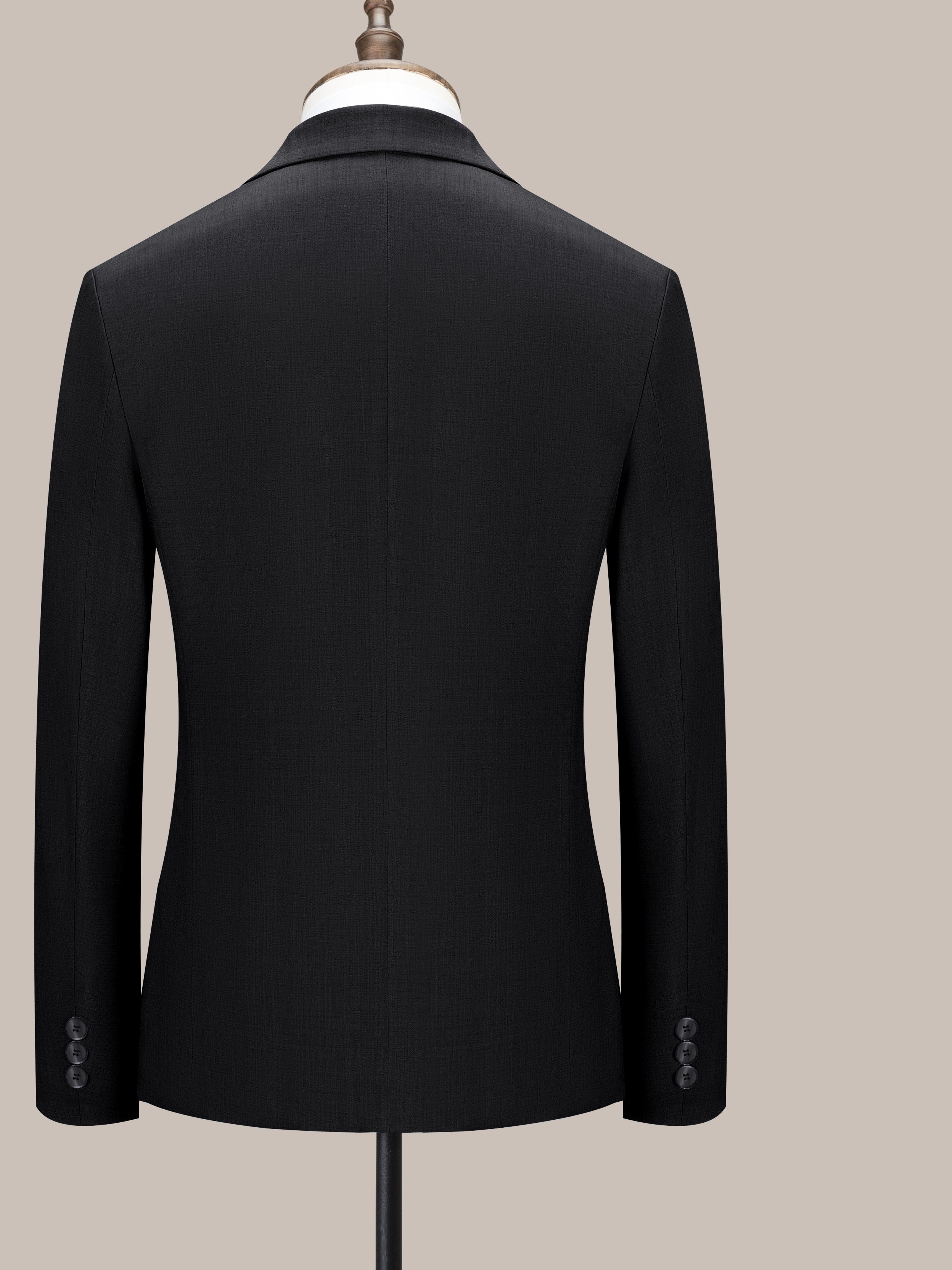 Men's Slim Fit Suit Set with Turned Collar and Nine-Fit Pants Solid Color Woven Fabric All Season