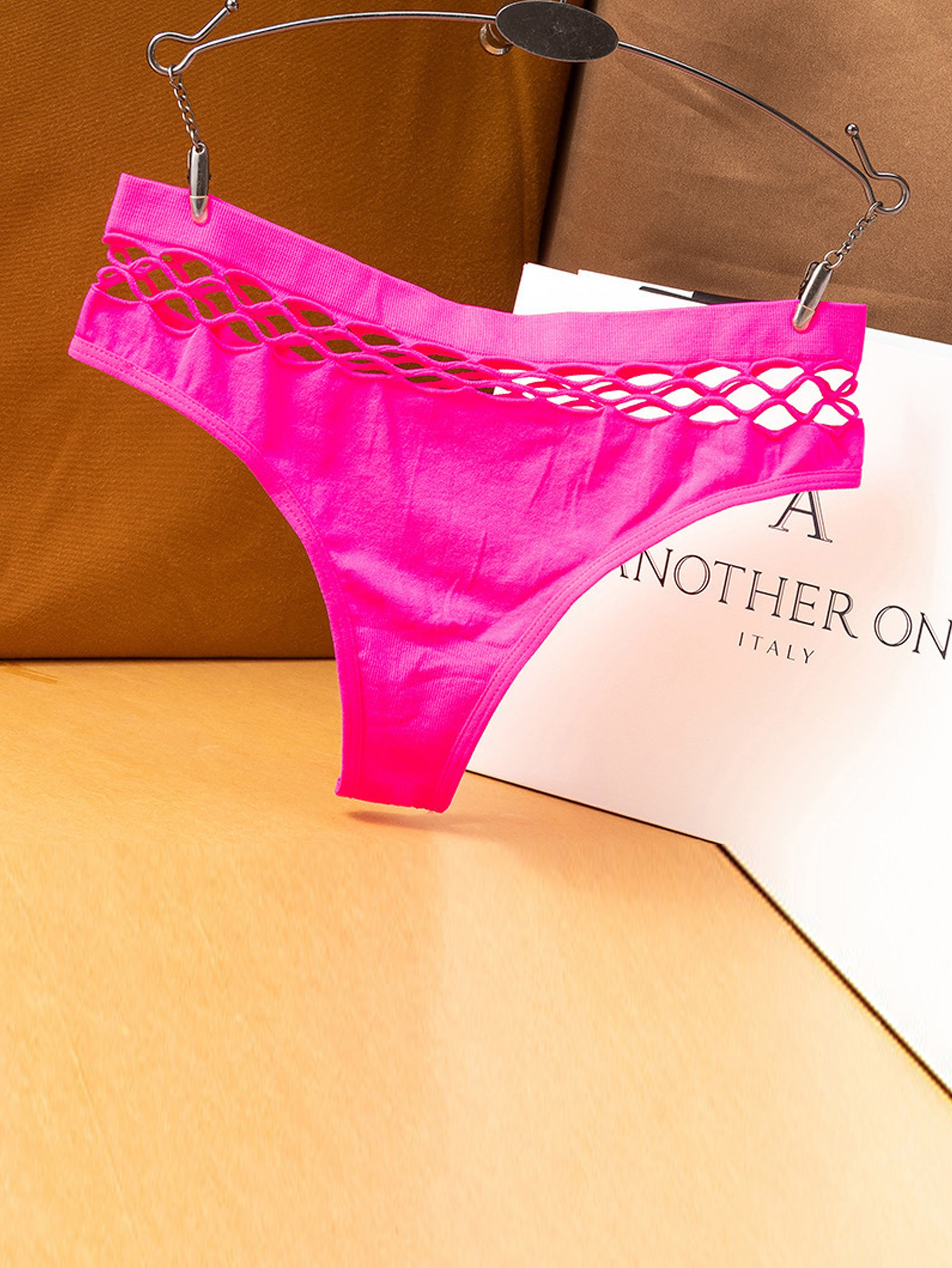 Women's Fishnet Thong Panties with High Elasticity and Butt-Lifting Design