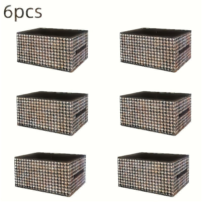 Большой набор складных контейнеров для хранения, 6 шт., ткань с гусиной лапкой, органайзер для одежды, игрушек, сундук