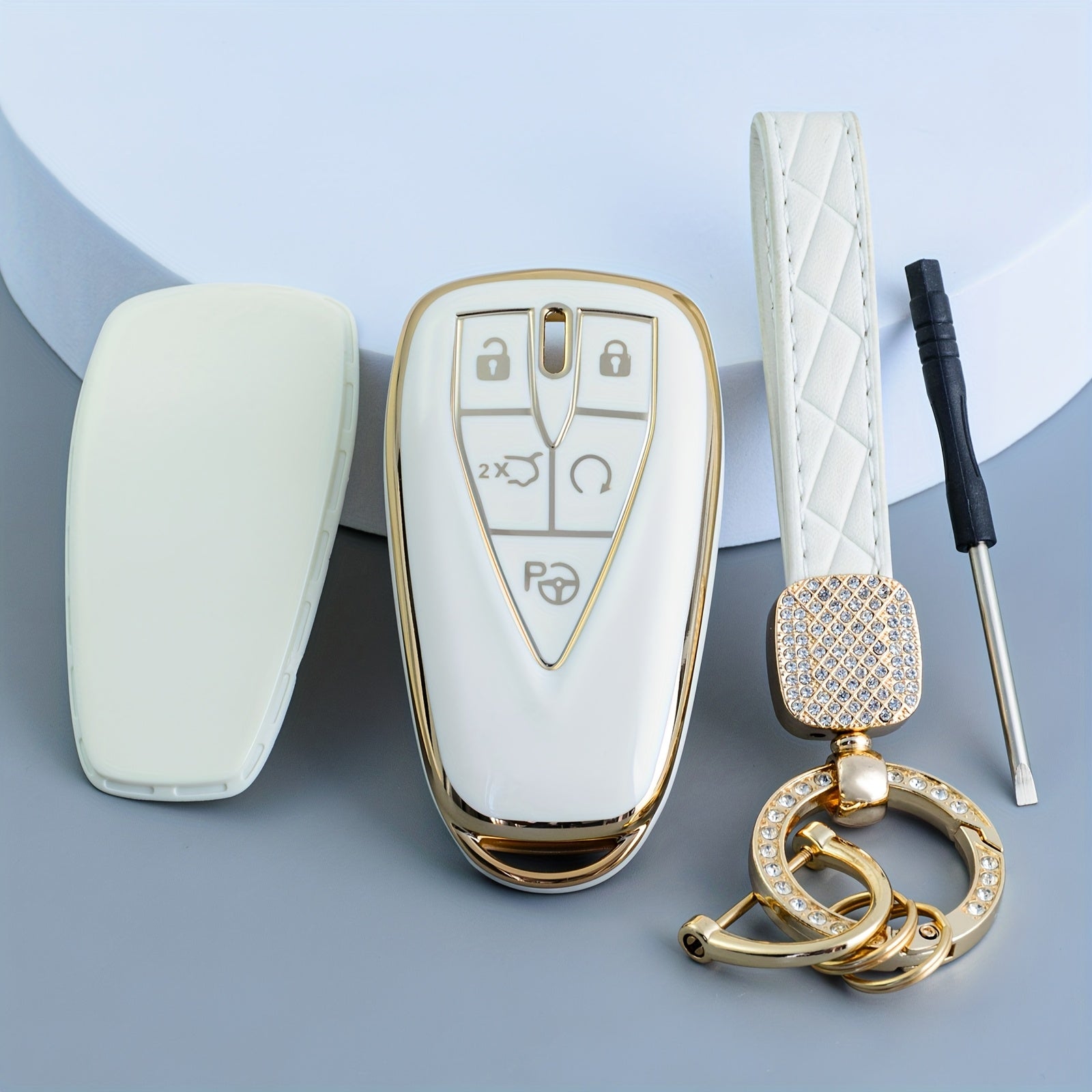 Universal TPU Key Fob Cover Black and Gold Durable Waterproof Car Key Protector