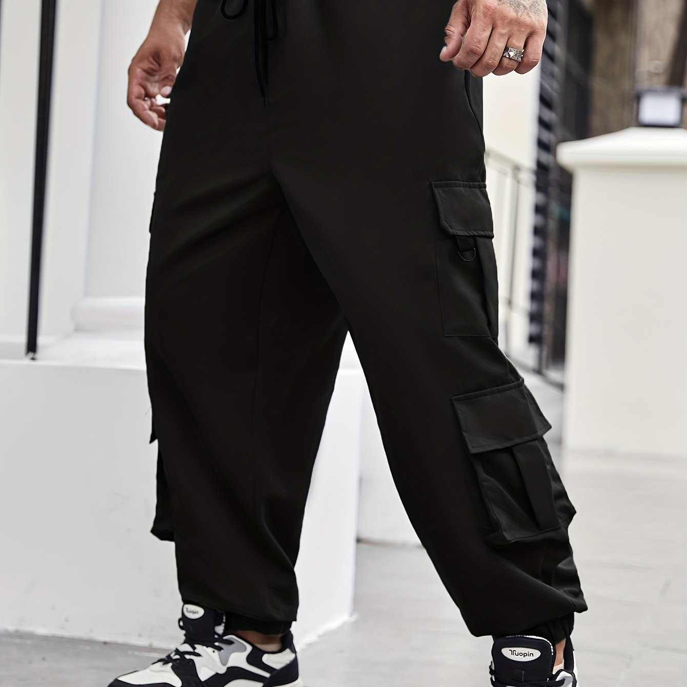 Men's Plus Size Cargo Pants with Pockets for Spring and Fall Fashion
