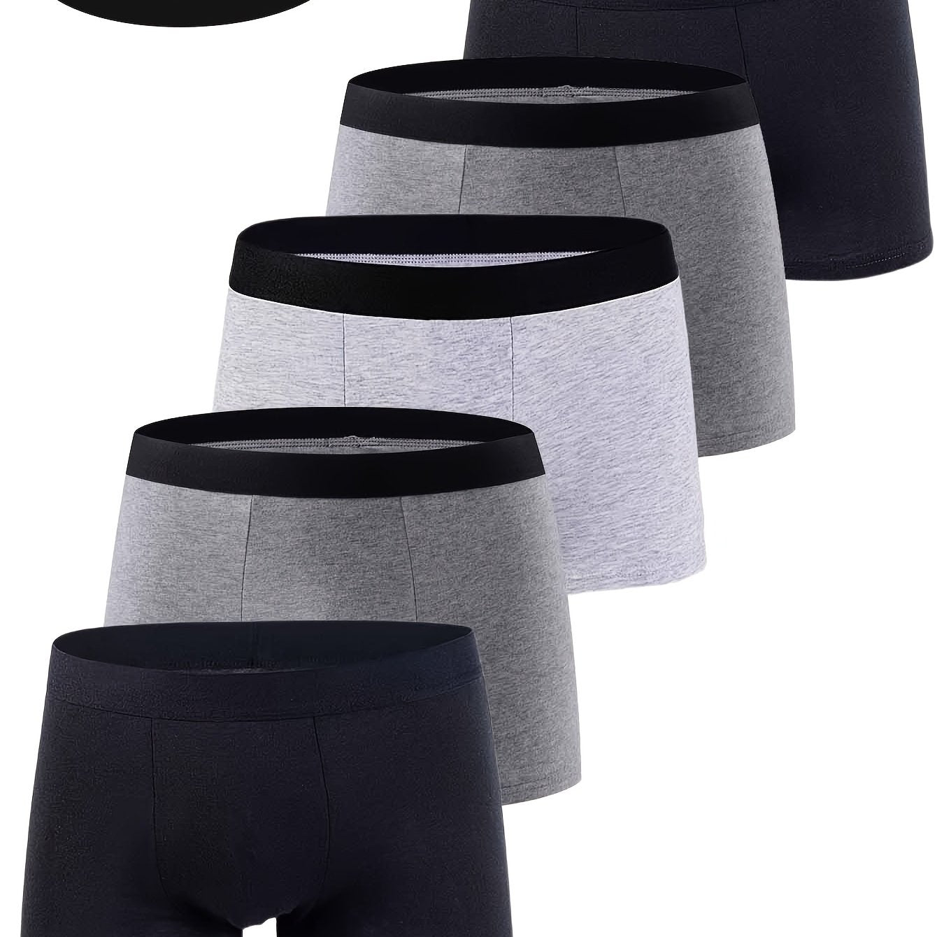 Men's Cotton Boxer Shorts Set of 5 Breathable Soft Stretch Casual Solid Color