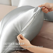 Silky Satin Pillowcase with Zipper Closure Breathable Stain-Resistant Durable