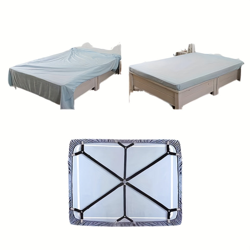 Adjustable Elastic Bed Sheet and Blanket Holder Black, Anti-Slip Clips for Mattresses, Tablecloths, Sofa Covers