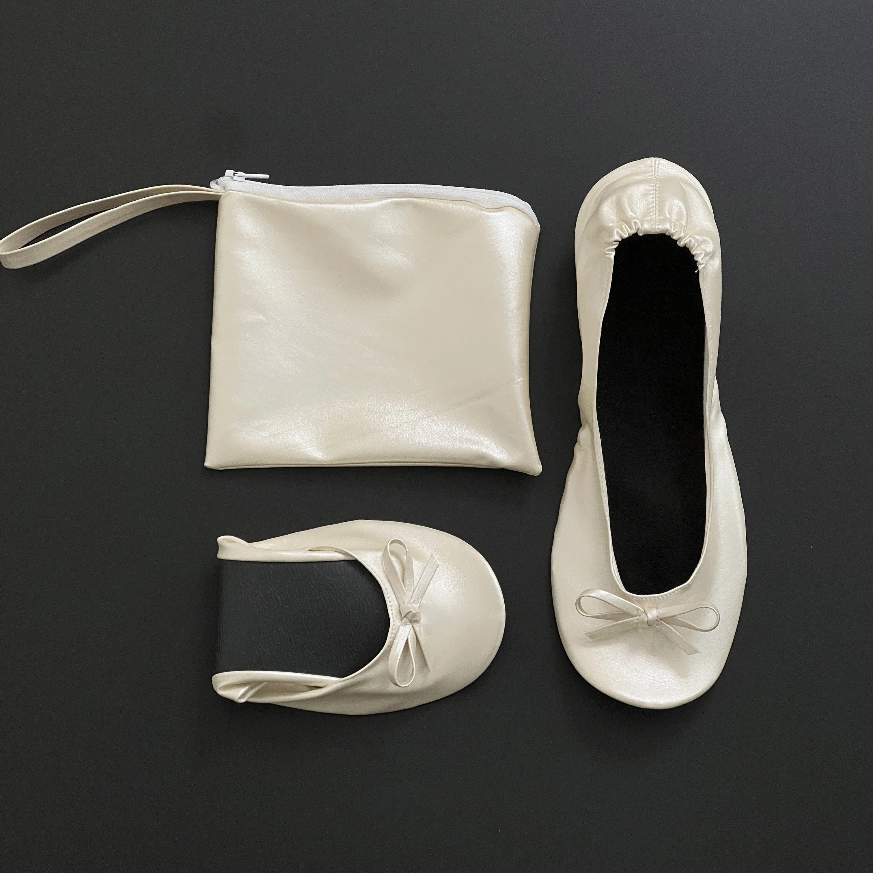 Women's Soft Sole Ballet Flats, Foldable Wedding Dance Shoes, Solid Color