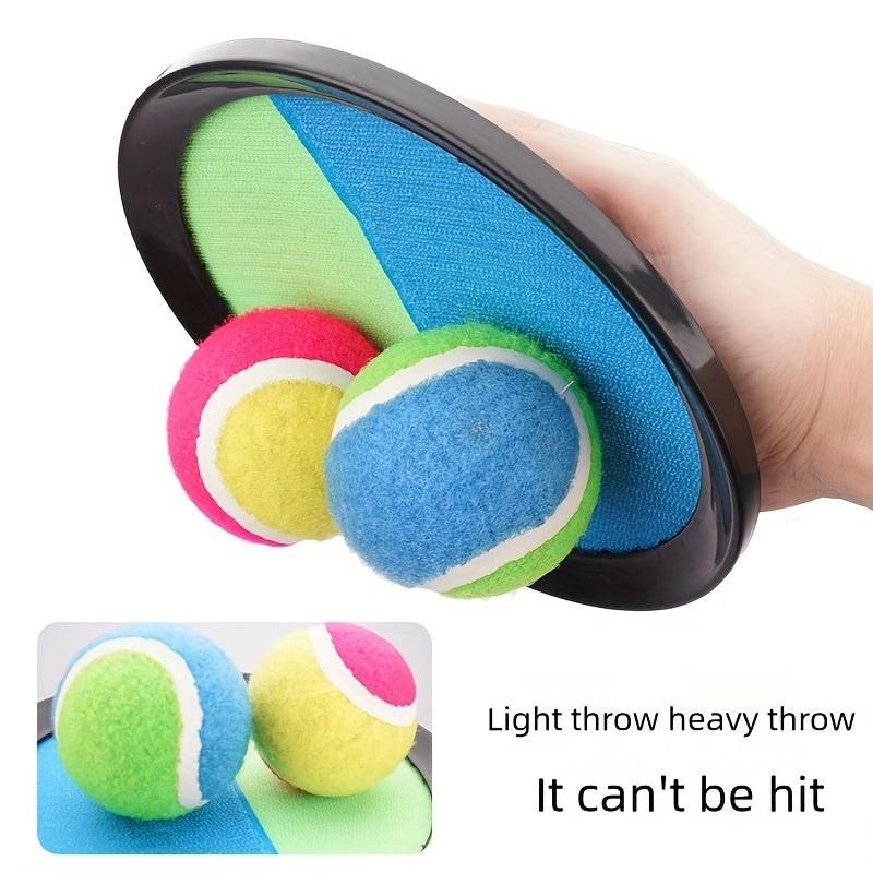 Kids Sticky Ball Set with 19cm Mixed Color Plastic Fly Disc and Suction Cup for Throw and Catch Game